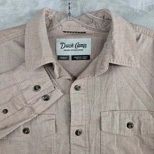 Duck Camp Womens Long Sleeve Button Up‎ Shirt Beige Medium Cotton Blend Outdoor